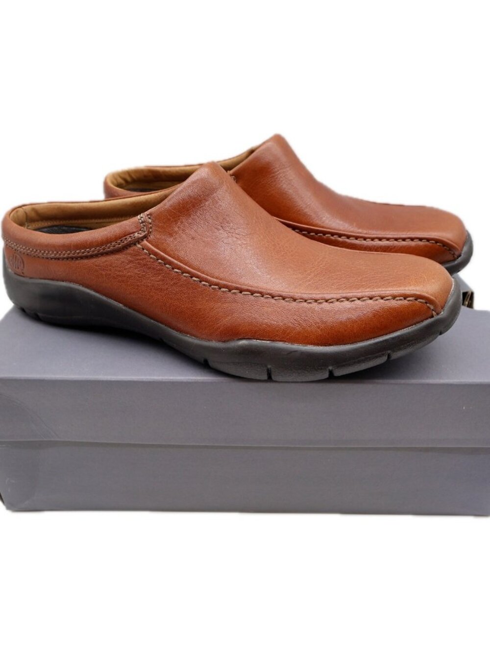 Hush Puppies Zoom Clogs Mens 10 Tan Leather Slip On Comfort Shoes H100062